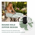 thumbnail image 4 of Round Outdoor Tablecloth with Umbrella Hole and Zipper, Palm Tree Monstera Tablecloth with Elastic Waterproof, Sage Green White Leaf Boho Botanical Patio Table Covers for 31" - 35" Pool Tables, 4 of 9