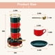 thumbnail image 3 of Conjunto de Tazas de Espresso de 3 Onzas Unique Bargains, Set de 4 Tazas Demitasse Apilables Incluye Soporte de Exhibición, Platos y Cucharas para Máquinas y Uso en Casa, Tonos Rojo, Verde y Dorado, 3 of 7