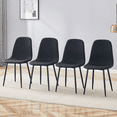 thumbnail image 3 of Set of 4 Black Linen-Cotton Dining Chairs with Black Metal Legs & Integral Frame, 3 of 10