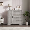 thumbnail image 1 of Qinaqin 43.3-Inch Gris de Profundidad Madera Pequeño cm Anchoardrobe Closet con Puerta 4 Cajones y Alturaanging Rod para Dormitorio Laundry Sala o Cloak, 1 of 7