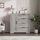 thumbnail image 1 of Qinaqin 43.3-Inch Gris de Profundidad Madera Pequeño cm Anchoardrobe Closet con Puerta 4 Cajones y Alturaanging Rod para Dormitorio Laundry Sala o Cloak, 1 of 7