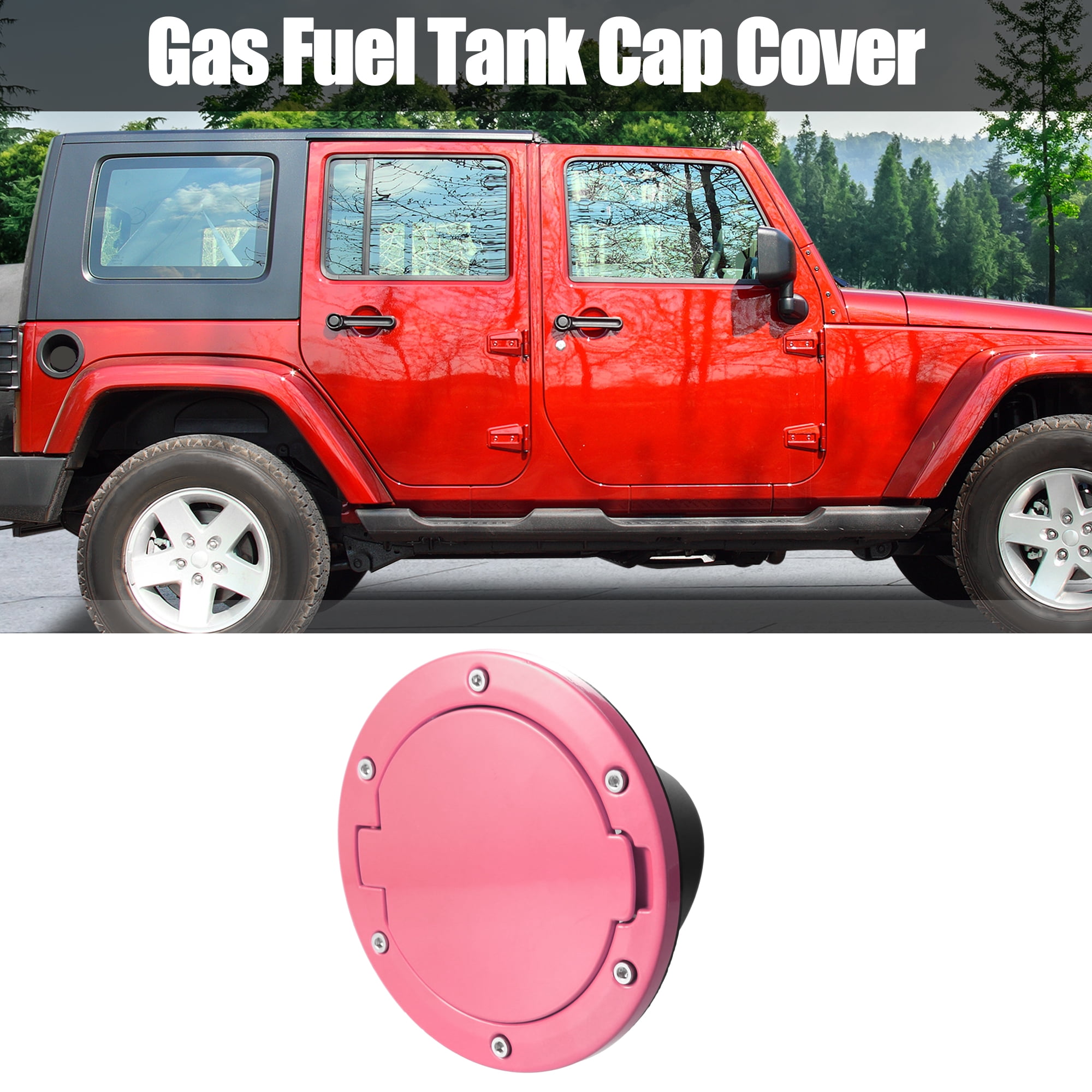 Pink Aluminum Alloy ABS Gas Fuel Tank Cap Cover for Jeep Wrangler 2007-2017 JK 2018 Locking Fuel Filler Cover Accessory