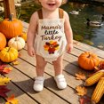 thumbnail image 3 of Faraee Baby Boy Girl My 1st Thanksgiving Outfit Sleeveless Turkey Bubble Romper Overalls Embroidered Waffle Newborn Bodysuit Clothes 0 3 6 9 12 18 Months, 3 of 8