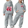thumbnail image 2 of Byoo Toddler Girls Hoodie Cherry Graphic Pullover Fleece Pocket Sweatshirt Jogger Pants Sweatsuit Sets Casual Sport Tracksuit Set, 2 of 7