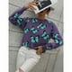 thumbnail image 4 of Suéter de mujer de punto holgado de talla grande con cuello redondo y estampado de mariposas de estilo europeo y americano para invierno, 4 of 6