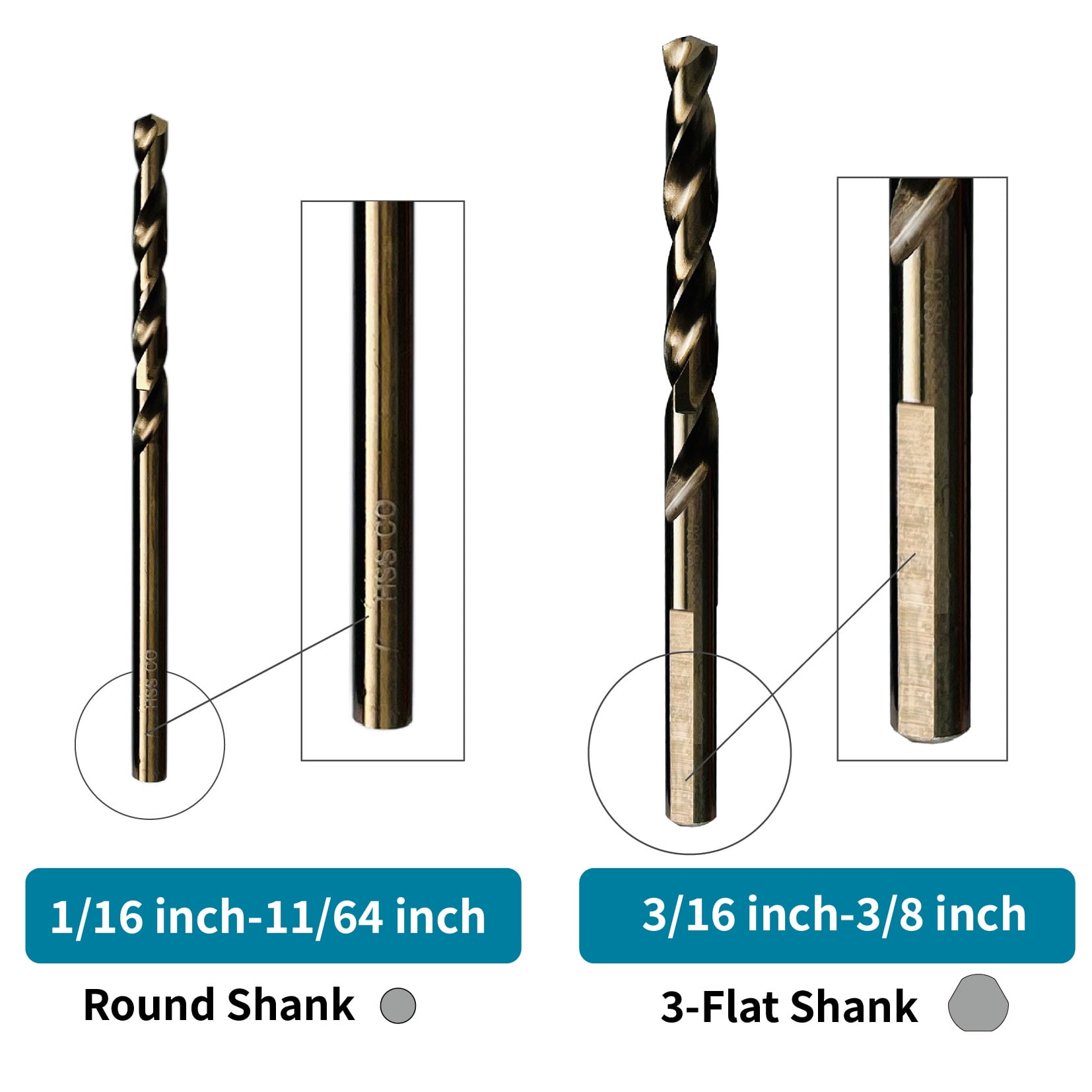 STROTON 5% Cobalt Drill Bits Set, for Stainless Steel and Hardened Steel, 1/16-3/8 Inch(21Pcs)