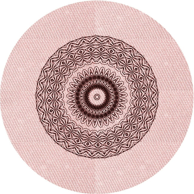 Ahgly Company Machine Washable Indoor Round Transitional Pink Bubble Gum Pink Area Rugs, 6' Round