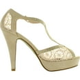 thumbnail image 2 of Top Moda Womens HY5 Formal Evening Party Lace Ankle T-Strap Peep Toe Stiletto High Heel Pumps, 2 of 7