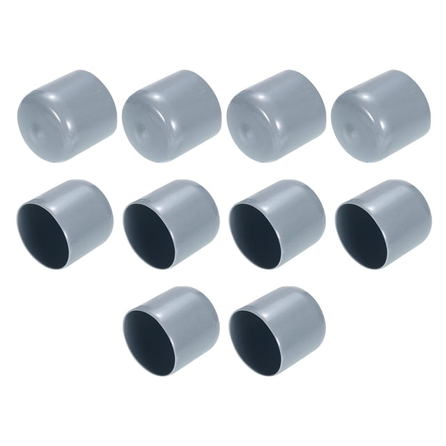 Tapones de goma Uxcell Cubierta redonda de tapón de extremo Protector de rosca de vinilo Gris 32mm