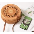thumbnail image 4 of Bolsa de Playa XMLMRY Rattan para Mujer, Hobo Redonda Mediana Dorada, 4 of 5