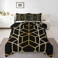 thumbnail image 4 of jejeloiu 3D Geometric Queen Comforter Set,Modern Geometric Art Bedding Sets,Gold Black Bedding Comforter Set,Lightweight Room Decorative Reversible,3-Piece, 4 of 8