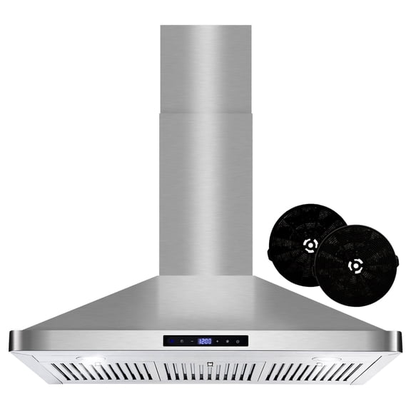Cosmo 36 in. Ductless Wall Mount Range Hood in Stainless Steel with LED Lighting and Carbon Filter Kit for Recirculating