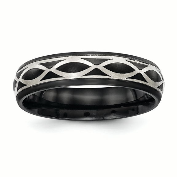 Edward Mirell Black Ti & Sterling Silver Satin Infinity Ring