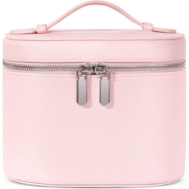 Bolsa de maquillaje de viaje con compartimentos y asa, bolsa de aseo portátil para mujer, Rosa (7.6 x 5.5 x 6 pulgadas), M(7.6*5.5*6 in), Moderno