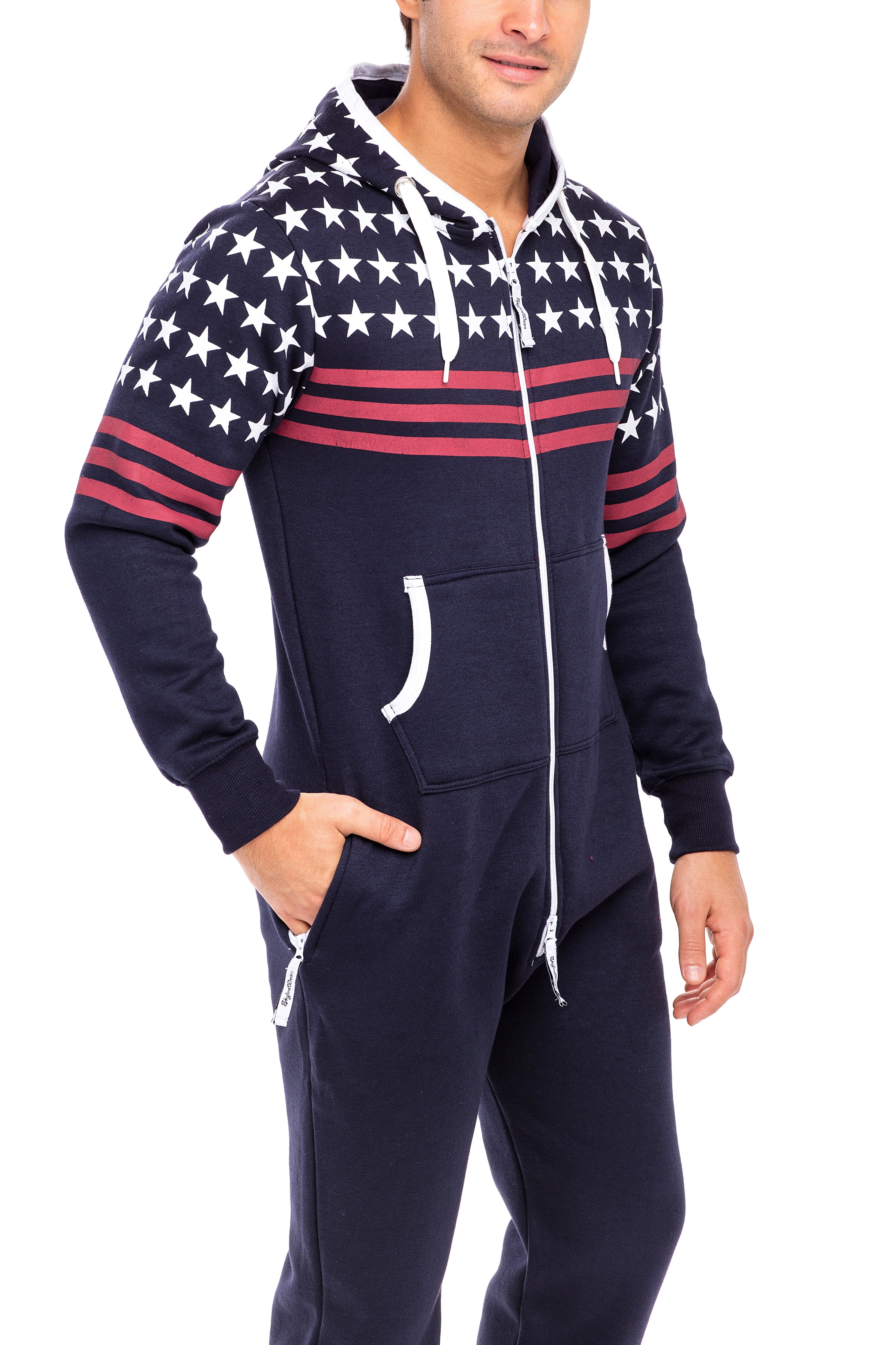 Mens Adult 1onesie Pajamas All in 1 Hooded Non Footed Playsuit OnePiece  Jumpsuit