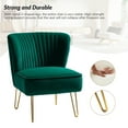 thumbnail image 3 of Velvet Armless Accent Chair Set of 2 Gold Metal Legs Modern Upholstered Single Sofa Side Chair Home Living Room Green, 3 of 7