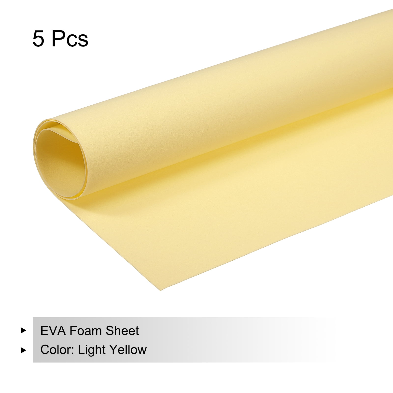 EVA Foam Sheets Light Yellow 19.7 Inch x 35.4 Inch 1mm Thick Crafts Foam Pack of 5