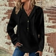 thumbnail image 2 of Lenpel Hoodies for Women Long Sleeve Half Button V Neck Textured Pullover Sweatshirts Fashion Fall Outfits, 2 of 7
