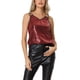 thumbnail image 1 of Camiseta sin mangas de lentejuelas INSPIRE CHIC para mujer, brillante, para fiesta en club, disco, top de brillo, M rojo, 1 of 6