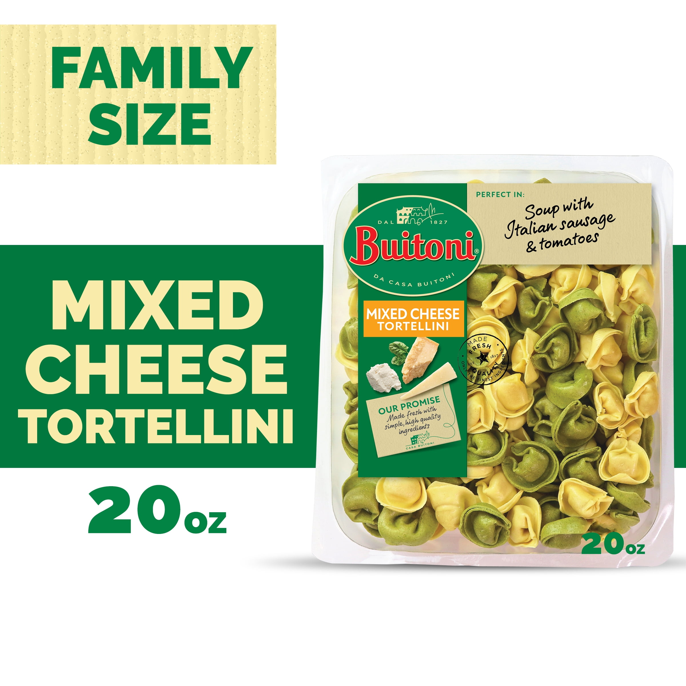 Buitoni Mixed Cheese Tortellini, Refrigerated Pasta, 20 oz Family Size