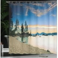 thumbnail image 4 of Ambesonne Beach Shower Curtain, Peaceful Paradise Trees, 69"Wx70"L, Blue Cream, 4 of 5