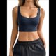 thumbnail image 1 of Camiseta Básica Sin Mangas para Mujer, Cuello en U, Ropa Informal de Verano. Azul Marino M, 1 of 8