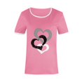 thumbnail image 4 of Women's Casual Round Neck Short Sleeve T Shirt With Heart Print Stripe Tee Layering Shirt Women Solid Womens Shirts Medium Women Shirt Womens Short Sleeve Shirt Short Sleeve Active Wear Loose Fit, 4 of 4