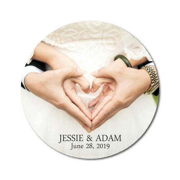 Darling Souvenir Round Hands Making Heart Save The Date Stickers Wedding Personalized Bride Groom Names And Date Envelope Seals 45 Pcs
