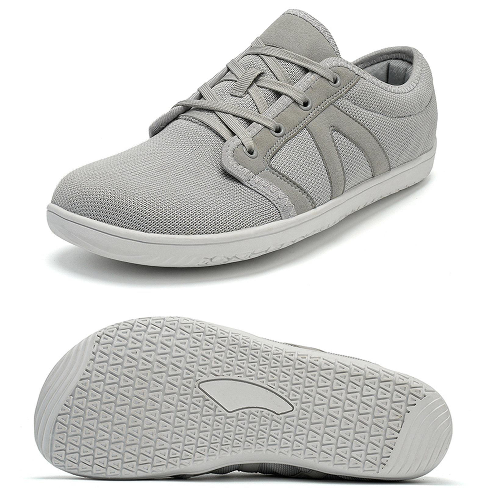 Wide Toe Box Barefoot Shoes Minimalist Mesh Tennis Shoes Zero Drop Casual Sneakers for Men 8 Wide,Gray
