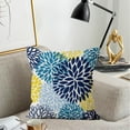 thumbnail image 2 of Navy Blue Yellow Dahlia Pillow Covers 20x20 Set of 2, Teal Geometric Floral Outdoor Throw Pillow Covers Spring Summer Pillowcase Farmhouse Home Decorations Cushion Case for Living Room Bedroom, 2 of 5