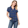 thumbnail image 5 of DARING DIVA Women's Casual Boyfriend Plaid Button Down Flannel Shirt XXL Blue, 5 of 6