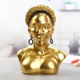 thumbnail image 2 of Exquisita escultura de busto de mujer africana, resina, cabeza de dama, Cabello Afro Dorado Sunnimix Escultura de resina, 2 of 7