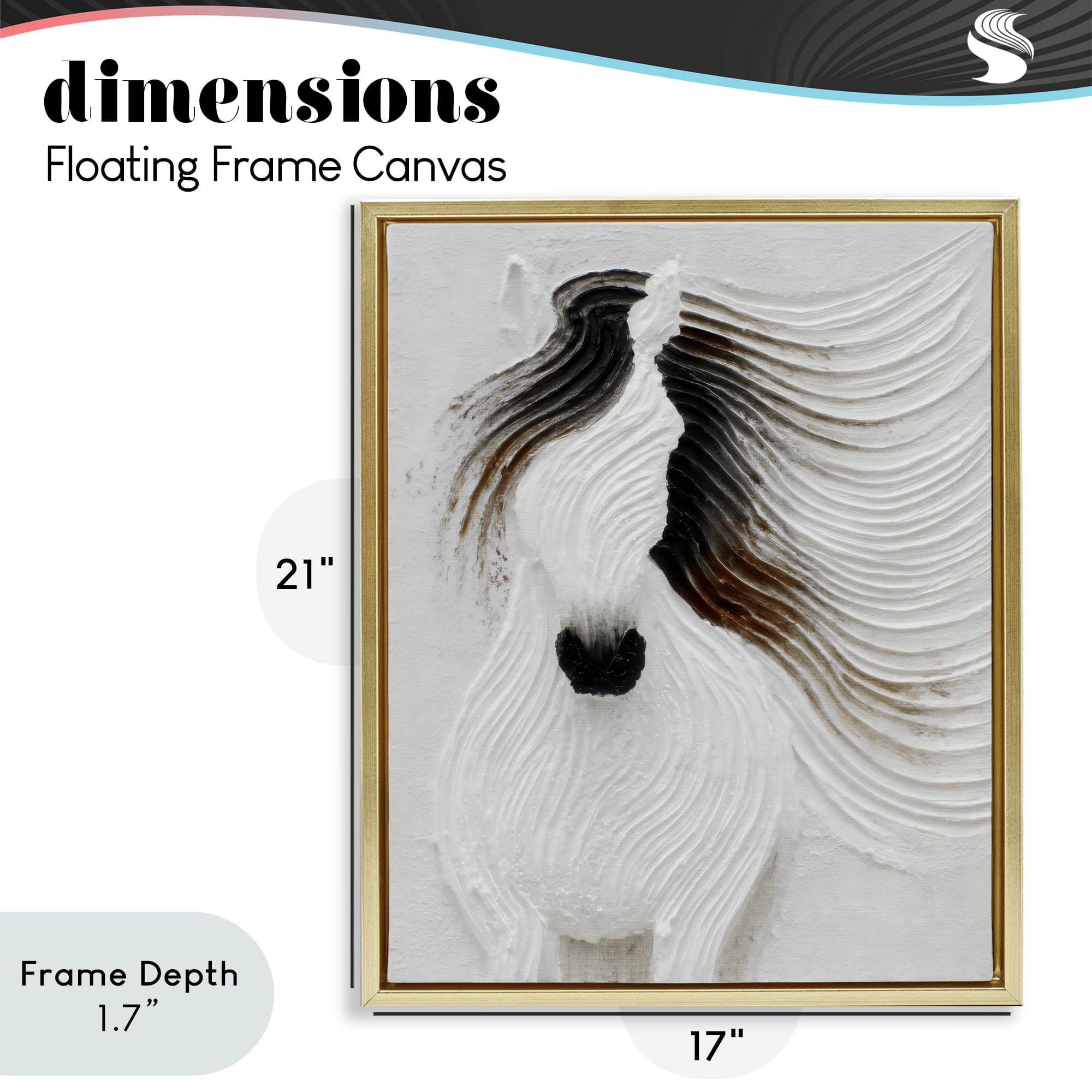 Stupell Industries Grooved Horse in Flowing Motion Gold Framed Floater Canvas Wall Art, design by Ink Drop Loft
