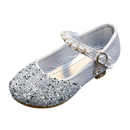 

nsendm Female Sandal Big Kid Girl Sandals Size 13 Sandals Girls Casual Shoes Low Heel Buckle Shiny Pearl Sequins Dress Dance Shoes Sandals Size 13 Silver 4