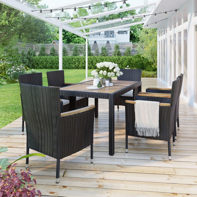 Black rattan sofa dining set hot sale