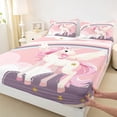 thumbnail image 3 of Manfei Kawaii Animal Unicorn Queen Sheet Sets,Colorful Rainbow Flat Sheet,Gold Glitter Print Stars Queen Fitted Sheet For Girls Kids,Super Cozy Room Decor,4-Piece, 3 of 7