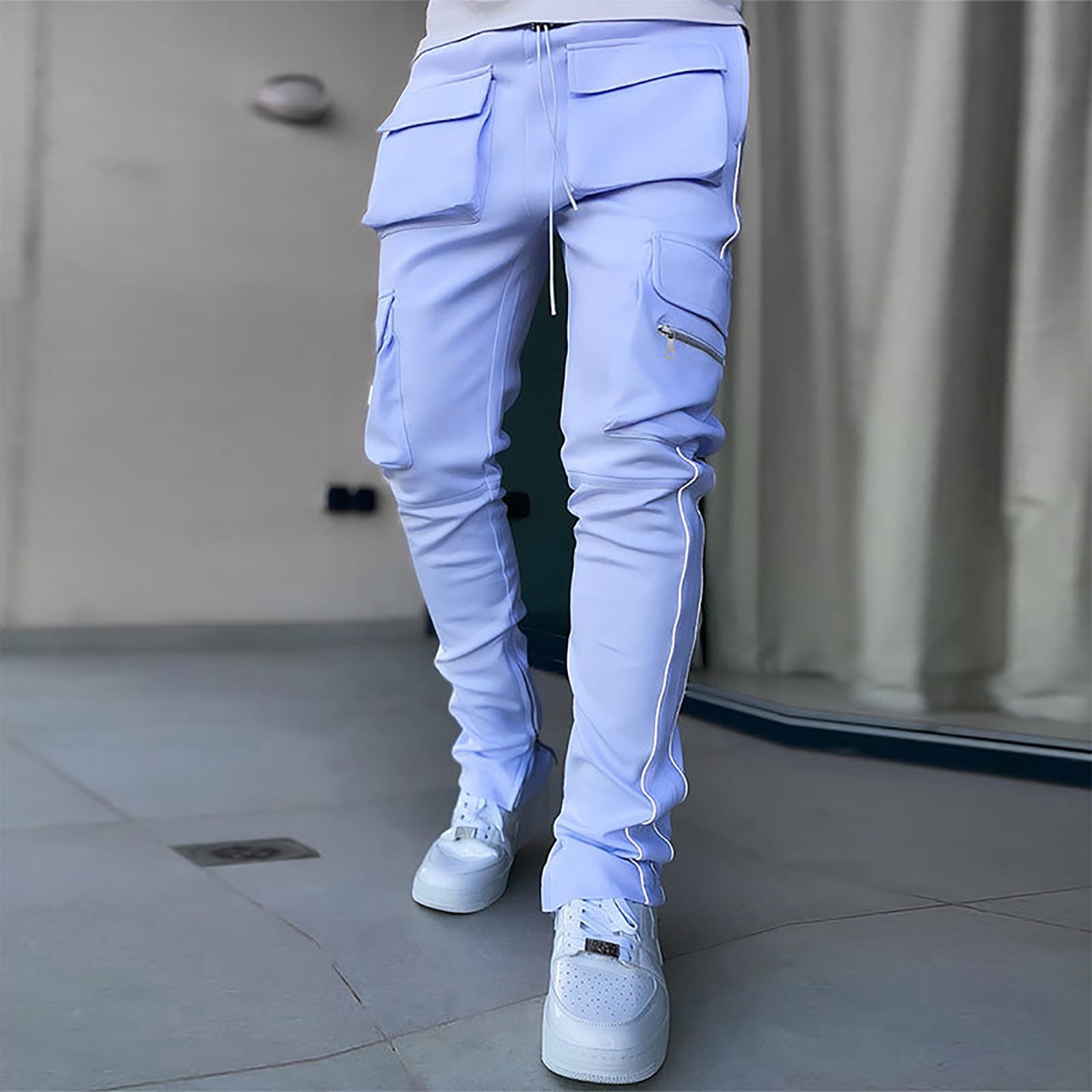skuespillerinde tema Genre Ayolanni Light Blue Men Cargo Pants Men's Multi-Pocket Reflective  Straight-Leg Sports Casual Overalls X - Walmart.com