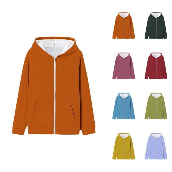 Girls Long Sleeve Tops Hooded Zip Up Sweatshirt Casual Fall Jacket for Teen Youth Stylish Outerwear for Transitioning Seasons