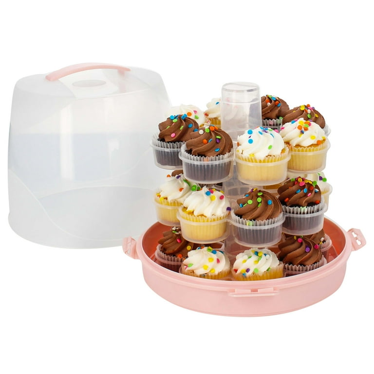 Cookie and Cake Carrier Container with Handle and Lid 4 Trays Cupcake  Storage Transport Holder Box 2 Devil Eggs Trays Included