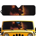 thumbnail image 2 of Uorisanigo Windshield Sun Shade Flame Wolf Print Car Sun Shade for Jeep Sahara Rubicon Wrangler JK JL JKU JLU-Visor Shield Cover Blocks UV Rays Windshield Sunshade, 52.95x 16.14 inches, 2 of 7