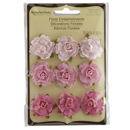 12 Packs: 9 ct. (108 total) Pink Rose Embellishments by Recollections
