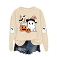 thumbnail image 2 of Sweatshirts Jacket for Women Plus Size Halloween Cute Ghost Printed Long Sleeved Round Neck Loose Fitting Sweatshirt Khaki L, 2 of 6