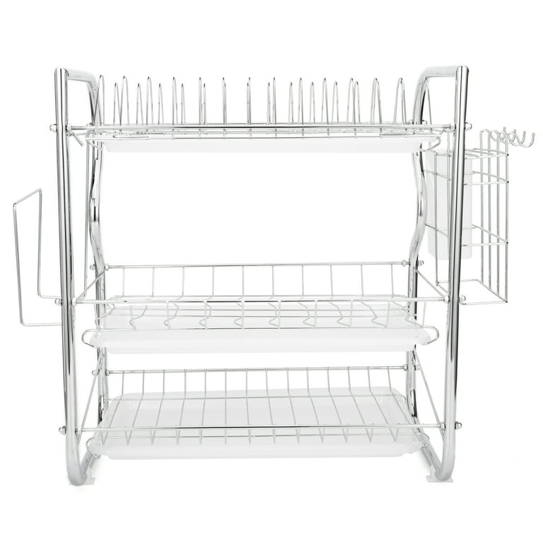 Dish Drying Rack Stainless Steel Large Dish Dryer Rack with Utility Hook  Tableware Drainer- Duoupa