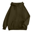 thumbnail image 5 of WTOBBY Women's Oversized Plush Hoodie, Drop Shoulder Long Sleeve, Fall Casual Sweatshirt with Cozy Fleece Interior and Relaxed Streetwear Style,Army Green L, 5 of 6