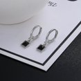 thumbnail image 2 of Pendientes blancos, cristales negros, pendientes de diamantes negros bañados en oro para mujer, pendientes colgantes para mujer, aniversario de bodas, 2 of 5