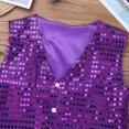 thumbnail image 5 of Vxuxlje Kids Boys Girls Sequined Vest Hip-Hop Street Dance Costume Waistcoat Crop Top Purple 130, 5 of 7