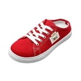 thumbnail image 2 of EliteGoogv Womens Slip On Sneakers Low Top Canvas Flat Shoes For Women Casual Comfortable Walking Footwear Red US:8, 2 of 6