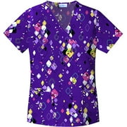 Diamond Dash Print Mock Wrap Scrub Top