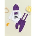 thumbnail image 5 of Aojekbee Baby Boy Outfit, Long Sleeve Letters Printed Romper with Overall Pants and Hat Infant Outfit, 5 of 10
