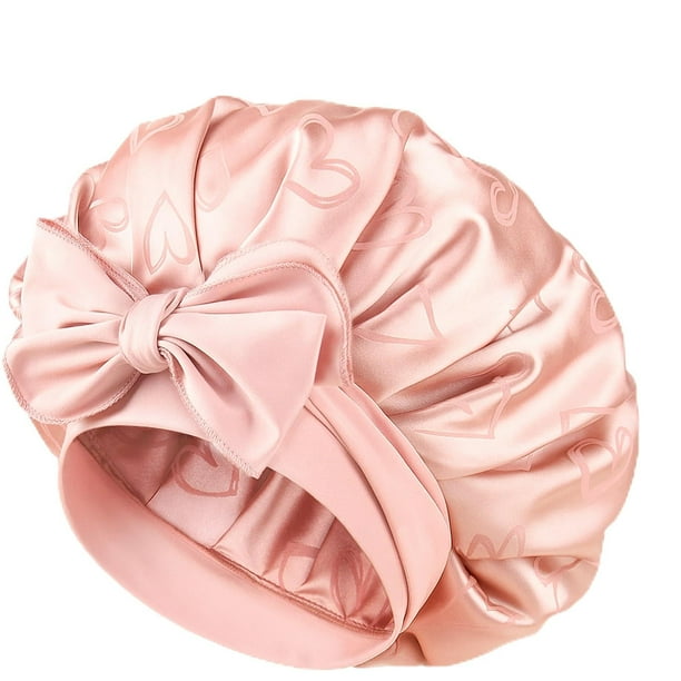 Gorro de satén YANIBEST ajustable de doble capa de seda rosa